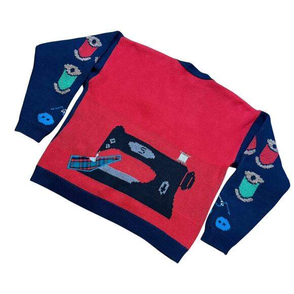 VTG Sweater Loft Women’s Knit Cardigan Sweater Sewing Seamstress Patchwork Small - Picture 4 of 16